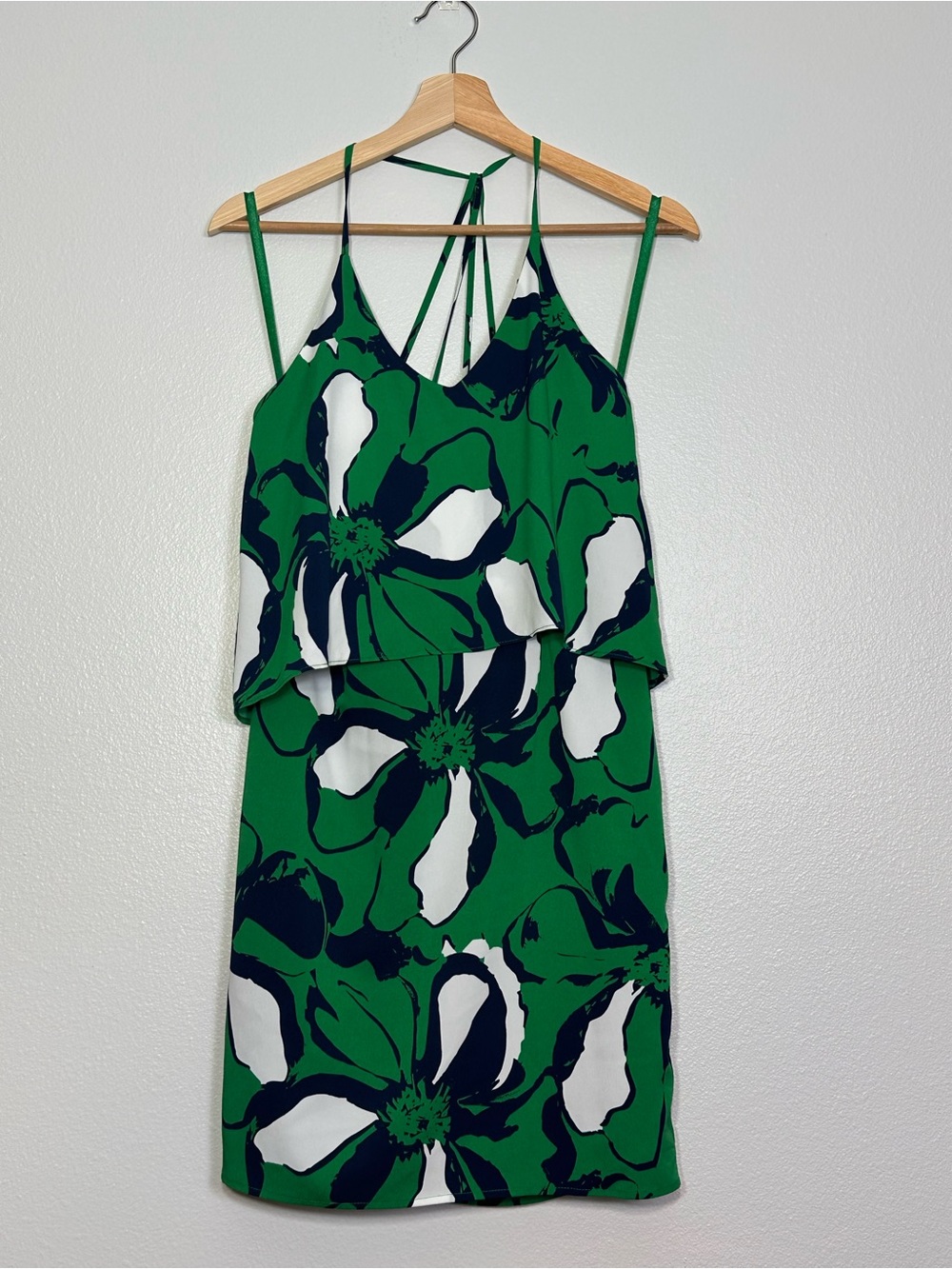 Banana Republic Green Floral Tiered Slip Dress